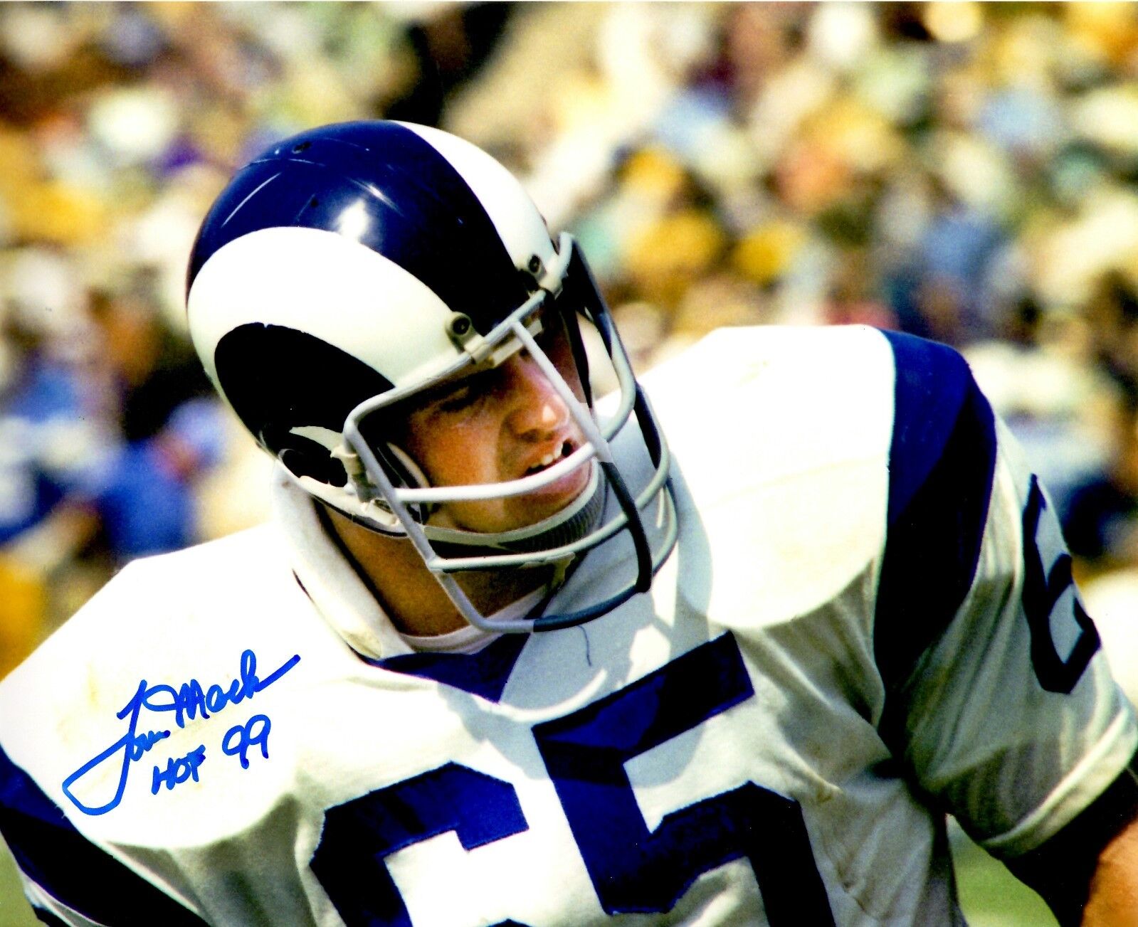 Autographed TOM MACK HOF Los Angeles Rams 8x10 Photo Poster painting w/COA