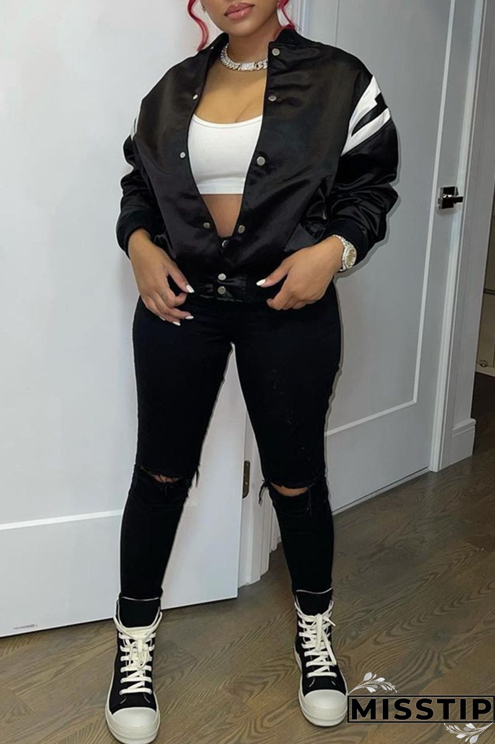 Burgundy Fashion Casual Print Patchwork Cardigan Outerwear