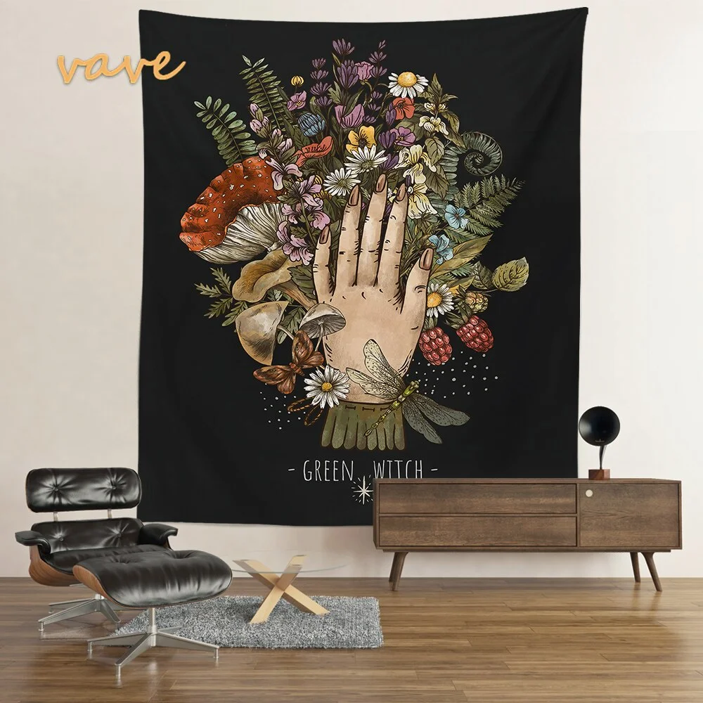 Nigikala Magic Vintage Tarot Mushroom Tapestry Wall Hanging Trippy Butterfly Mandala Hippie Aesthetic Tapestry Sun and Moon