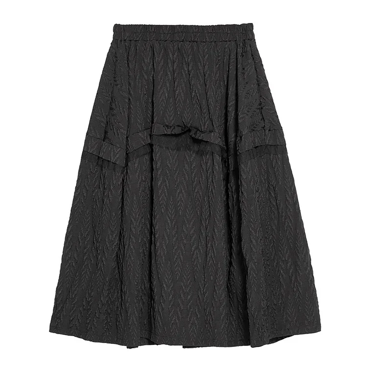 Irregularly Pleated Elastic Waist Skirt - yankia