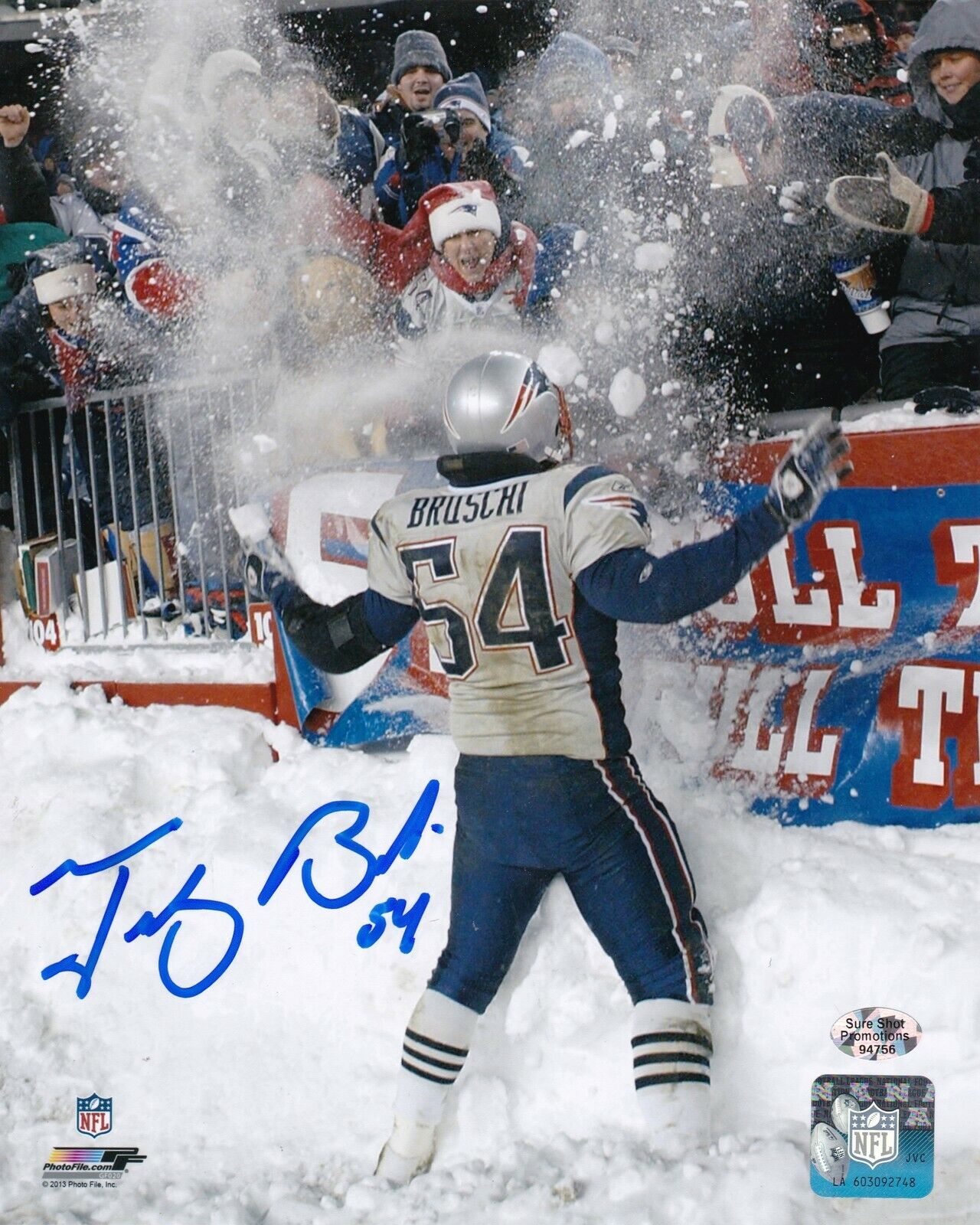 TEDDY BRUSCI NEW ENGLAND PATRIOTS ACTION SIGNED 8x10
