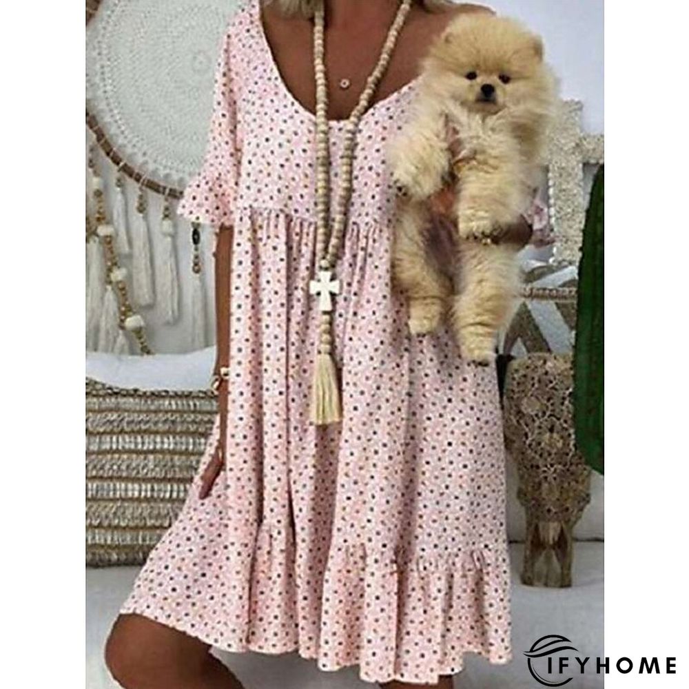 Women's Casual Dress Summer Dress Polka&nbsp;Dot&nbsp;Dress Polka Dot Ruched Print Crew Neck Mini Dress Fashion Streetwear Outdoor Daily Short Sleeve Regular Fit Yellow Pink Red Spring Summer S M L XL XXL | IFYHOME