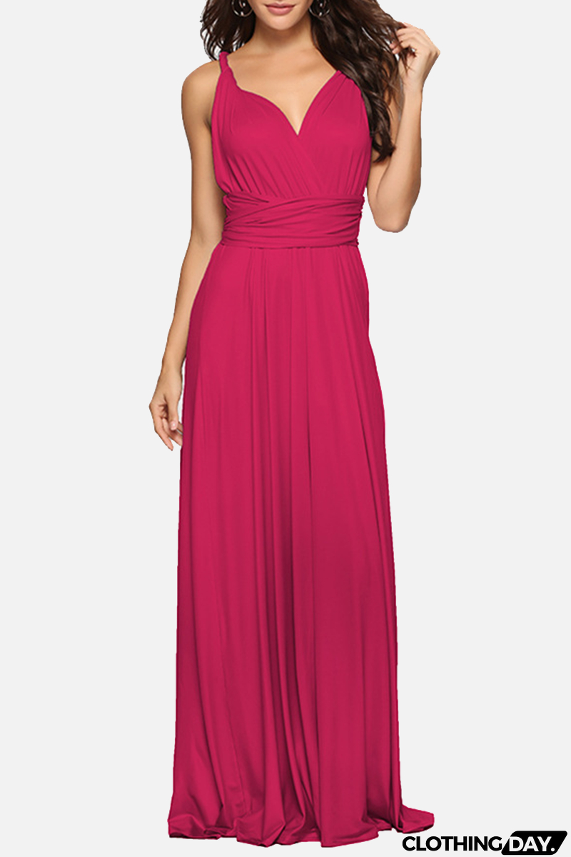 Fashion Elegant Solid Patchwork Backless Strap Design Evening Dress Dresses(20 Colors)