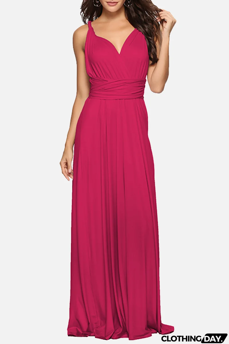 Fashion Elegant Solid Patchwork Backless Strap Design Evening Dress Dresses(20 Colors)