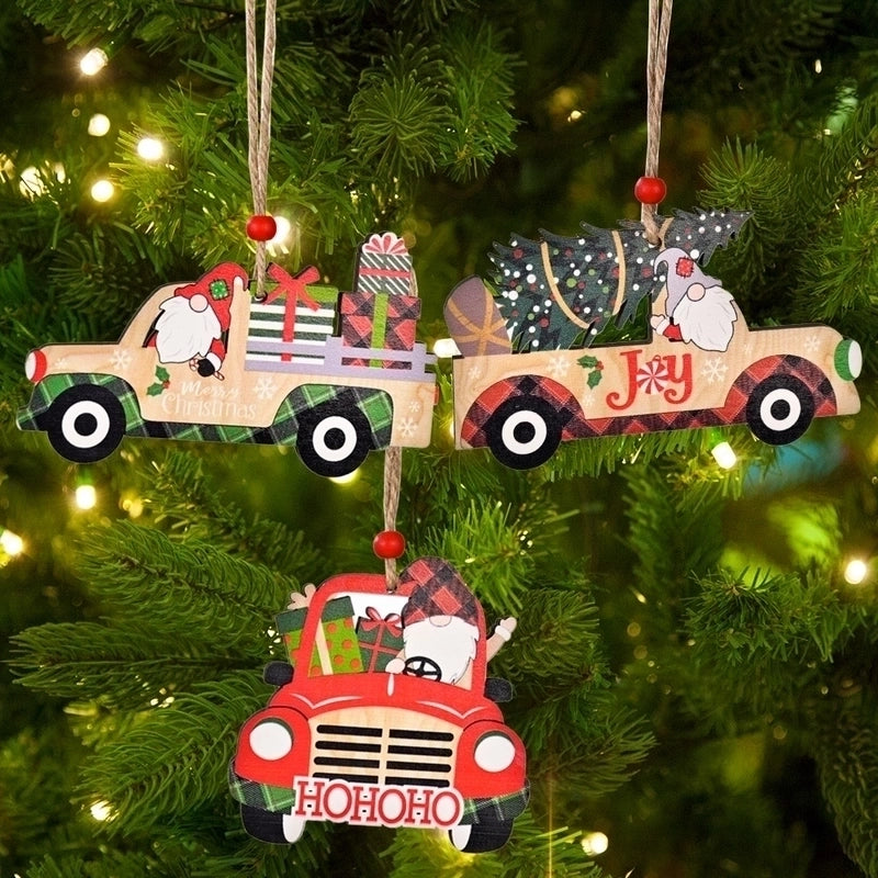 Christmas Car Wooden Pendant
