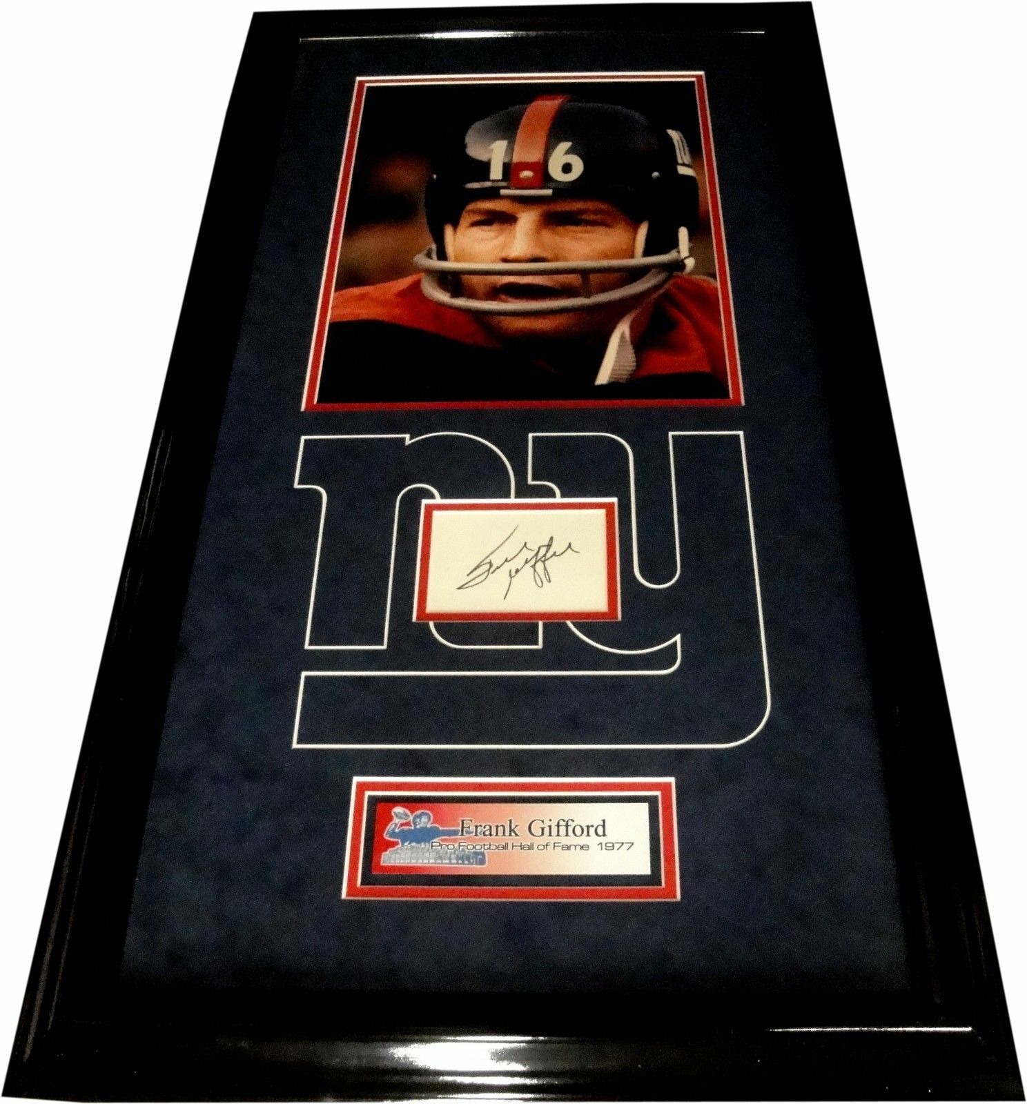 Frank Gifford Hand Signed Autographed Cut Custom Framed With Photo Poster painting & Plate