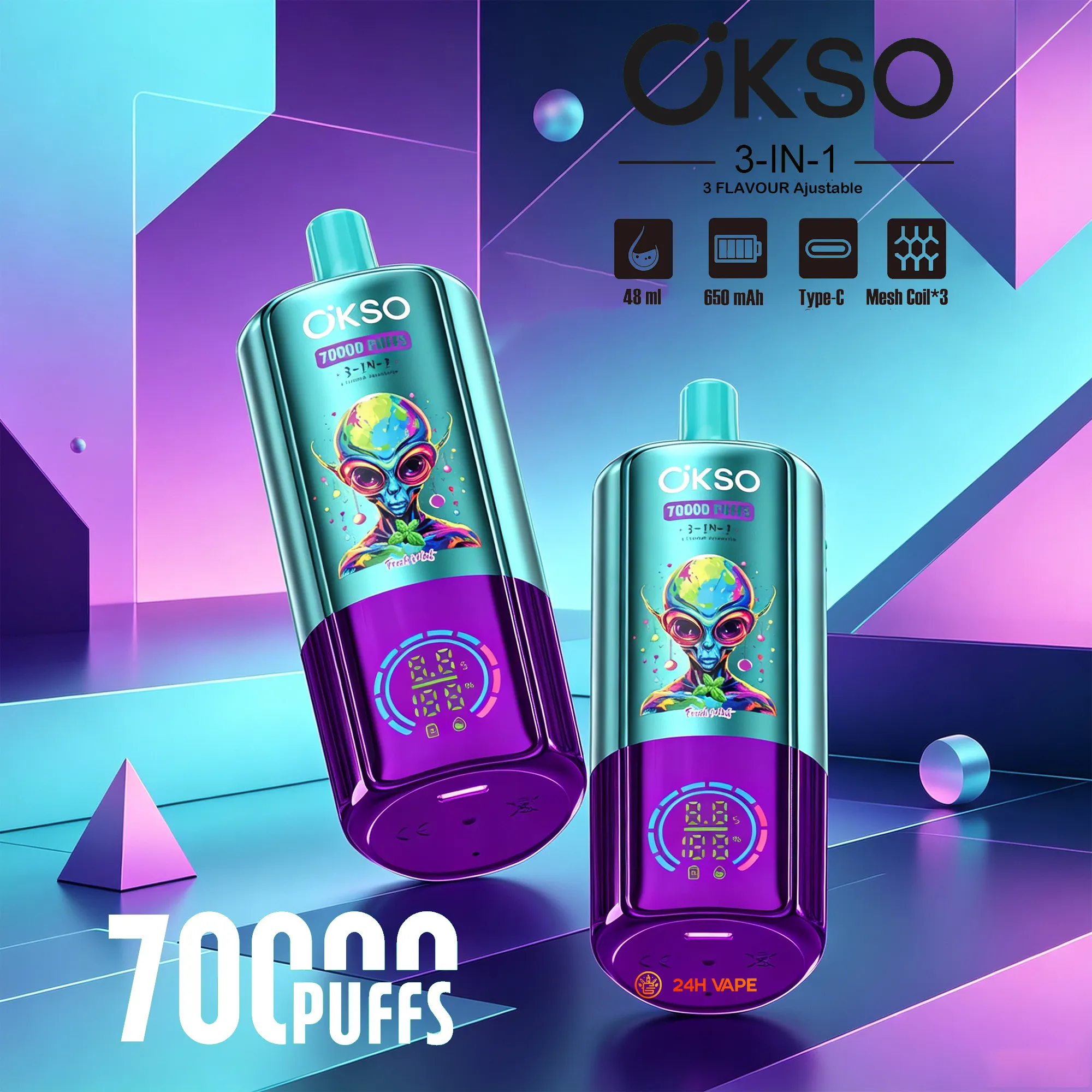 OKSO 3-IN-1 70000 70K Puffs (50PCS)EU mysite fumotvapeshop
