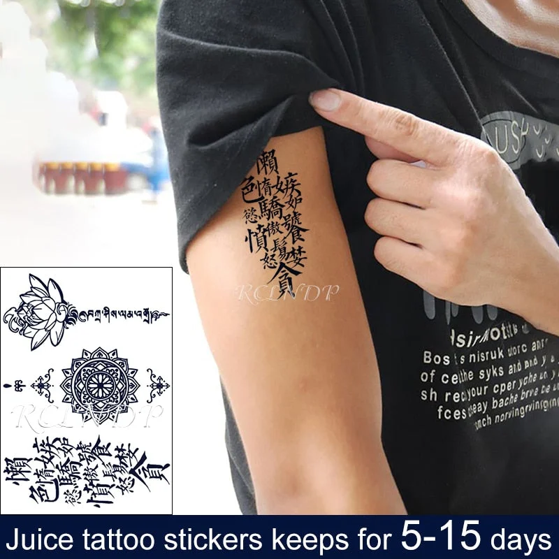 Waterproof Temporary Juice Ink Sticker Sun Totem Dragon Phoenix Small Element Fruit Gel Long Lasting Tattoo for Men Women girl