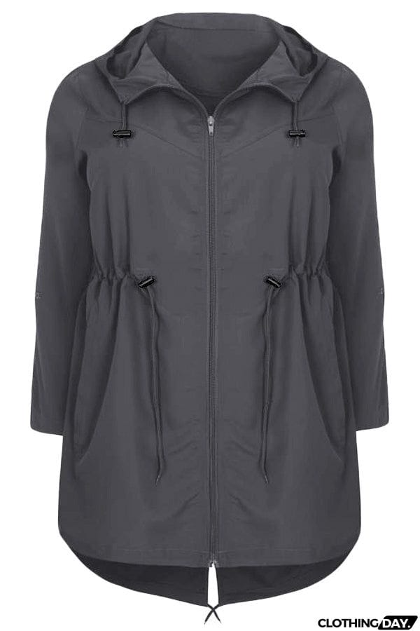 Plus Size Pocket Parka Jacket