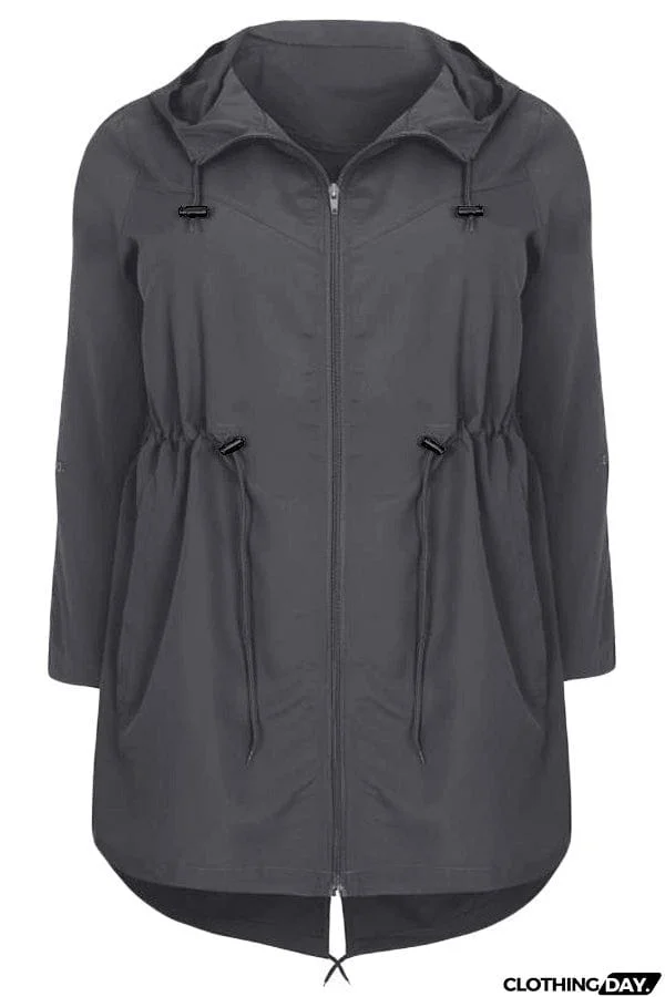 Plus Size Pocket Parka Jacket