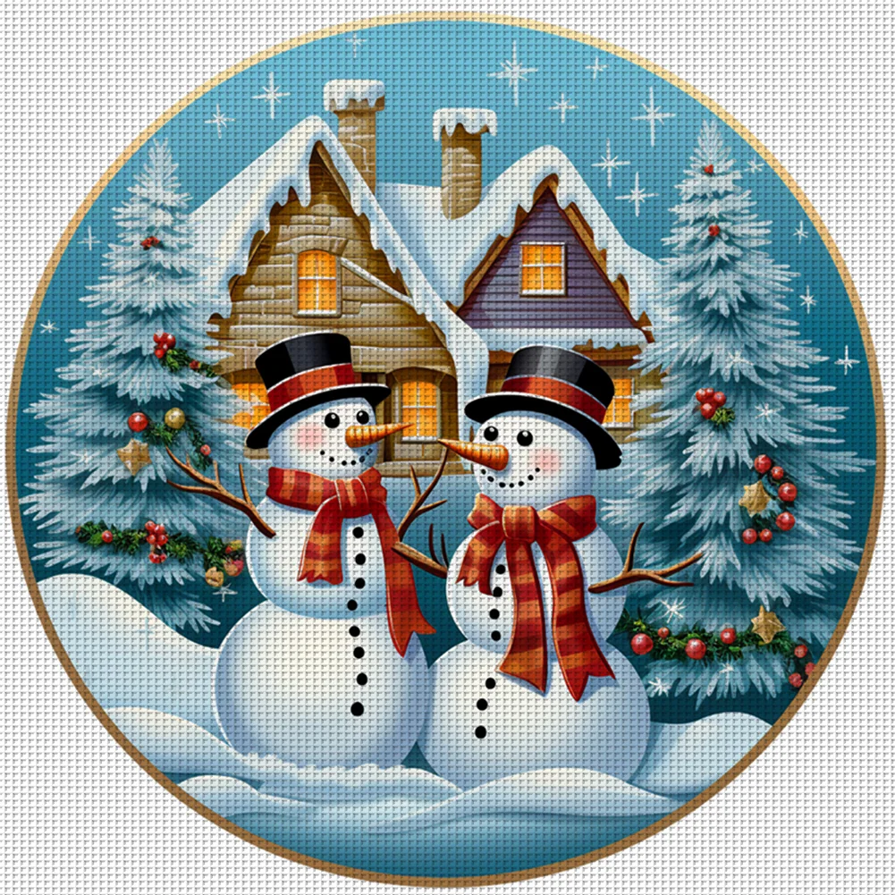 DIY Stamped Cross Stitch 11CT Full Embroidery 40*40cm - Christmas Snowman