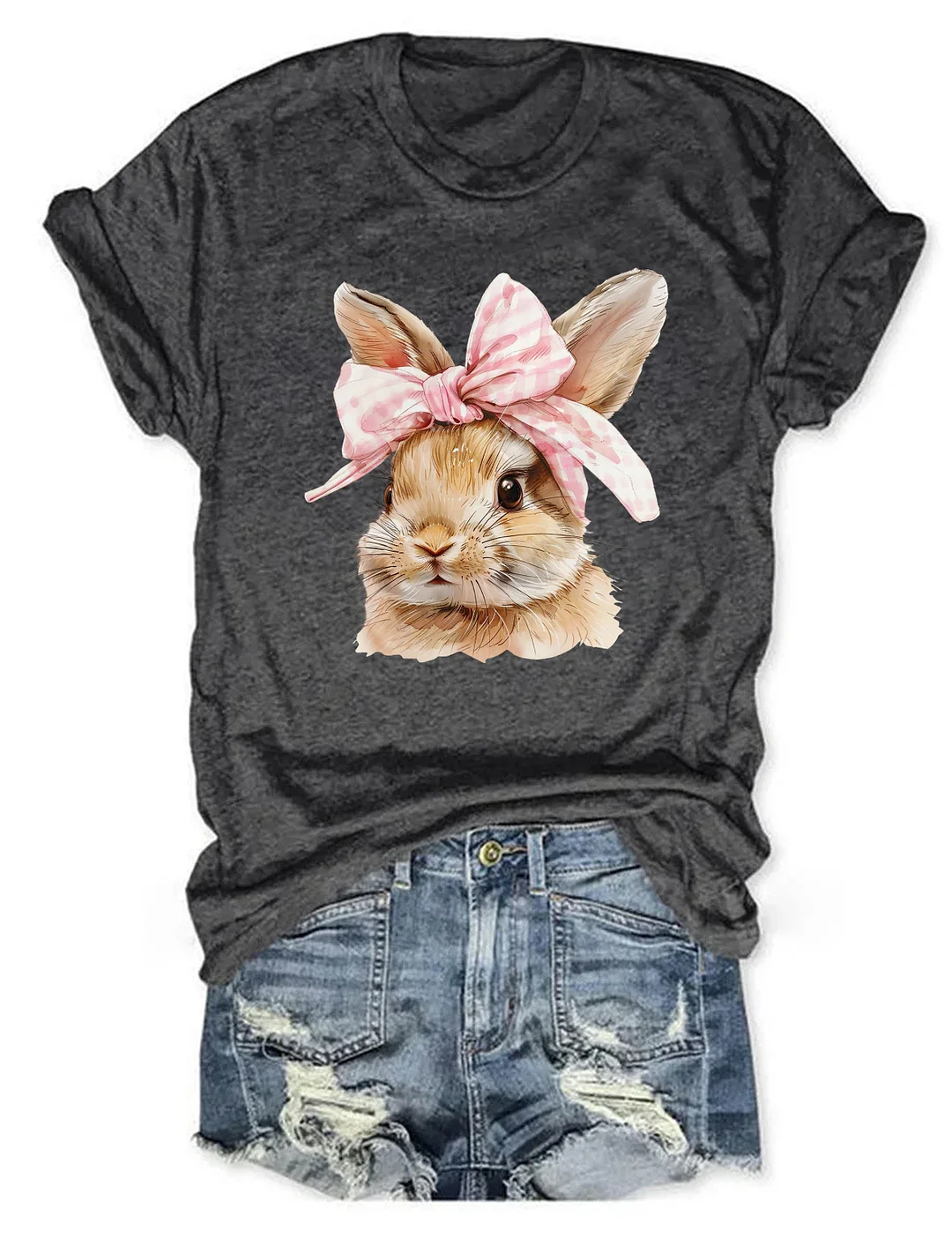 Easter Bunny Coquette Bow Watercolor T-shirt
