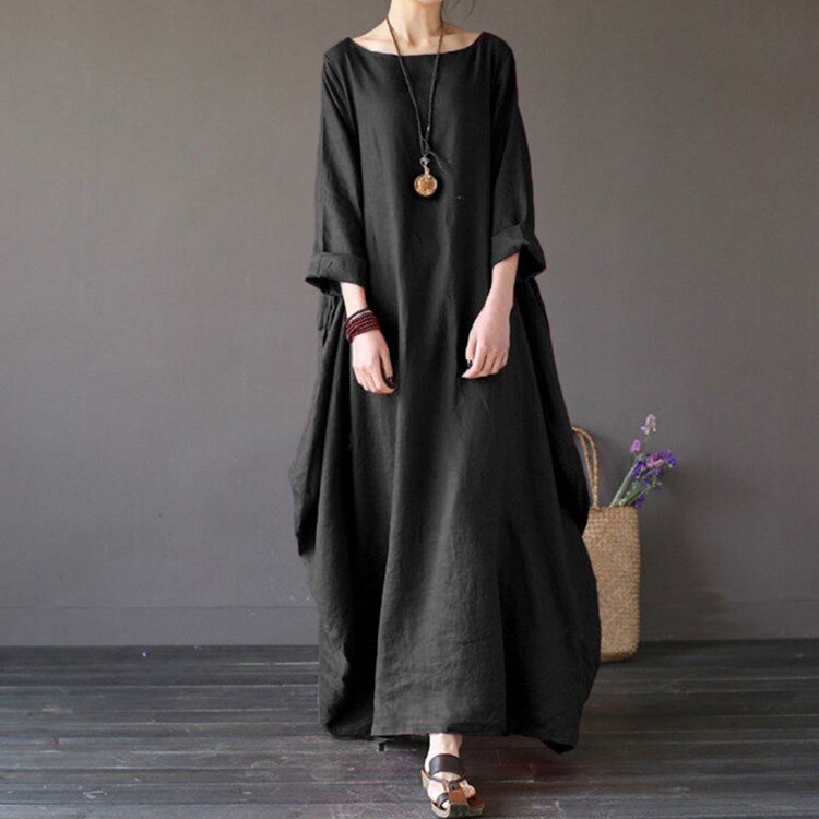 2021 Summer autumn Plus Size shirt tops Women Loose vintage blouse Boho Shirt Cotton linen Maxi Robe fashion Female 4xl 5xl Q293