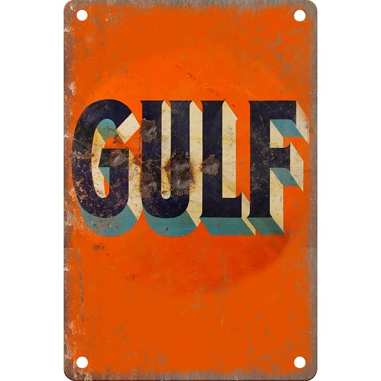 GULF - Vintage Tin Signs/Wooden Signs - 7.9x11.8in & 11.8x15.7in