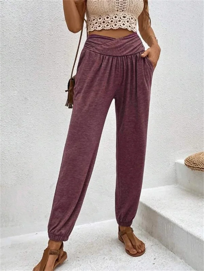 Nigikala Nigikala 2025 Women's Home Trousers Temperament Casual Loose Bag High Waist Girded Trousers Women