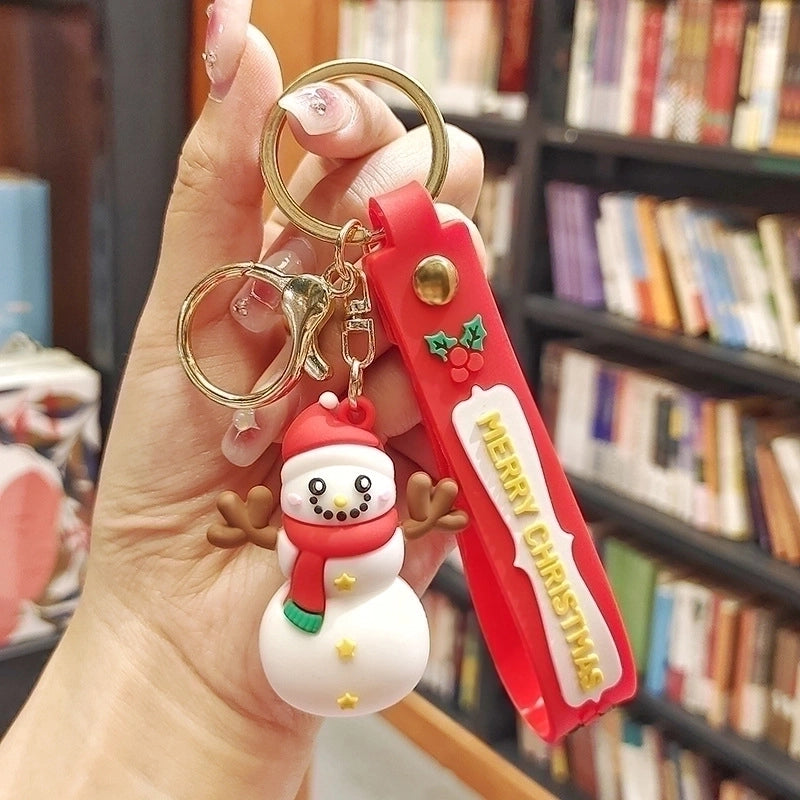 Cute Christmas Tree Santa Claus Elk PVC Metal Christmas Women’s Bag Pendant Keychain