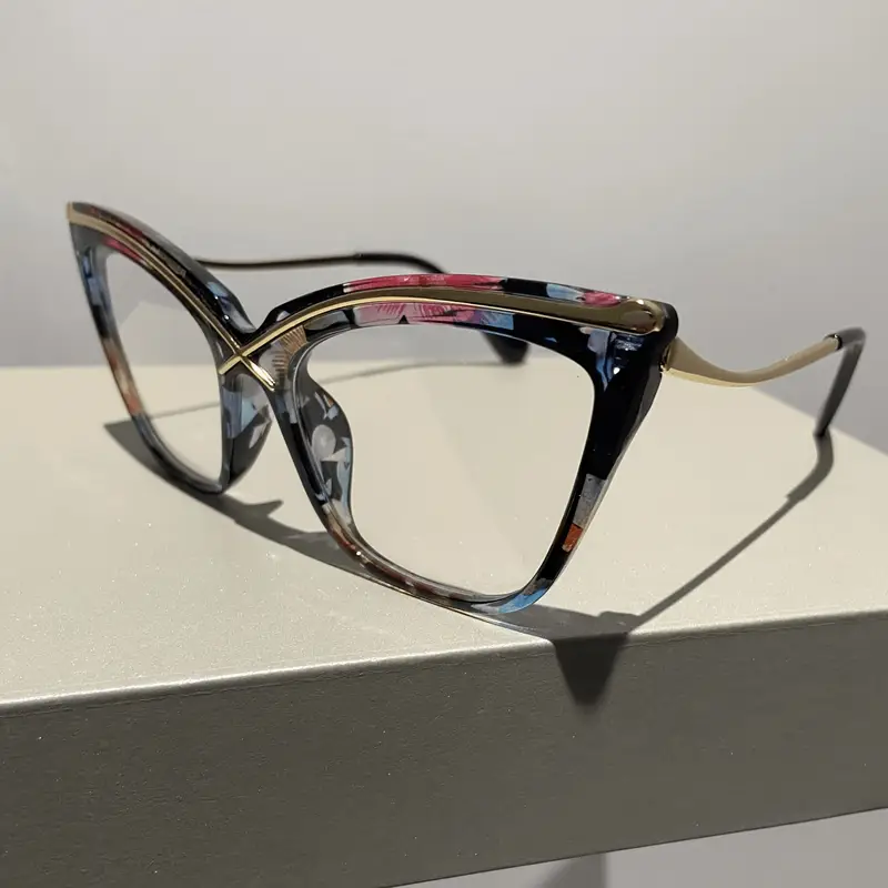 gafas de     con lentes transparentes para mujer -     de metal, accesorio de moda detalles 7