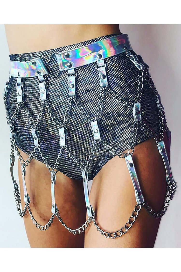 Punk Laser Belt Festival Rave Leather Waist Chain Skirt
