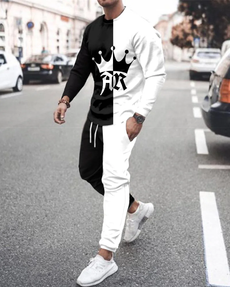 Men's Fashion Printing Long-sleeved Suit-26