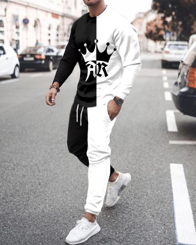 Men's Fashion Printing Long-sleeved Suit-26