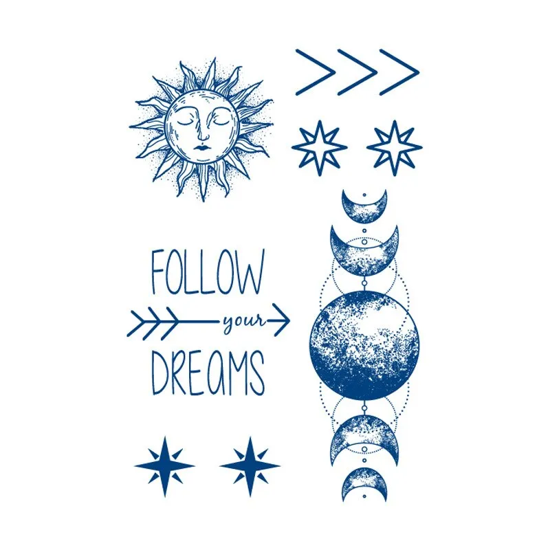 Semi-permanent Waterproof Temporary Tattoos Sun Star Moon Body Art Tattoo Sticker Full Fake Tatoo Women Men