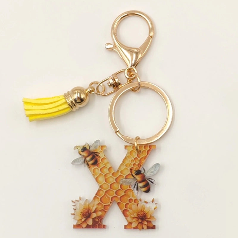 Classic Style Commute Letter Bee Arylic Unisex Bag Pendant Keychain