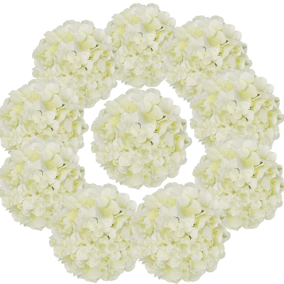 Silk Hydrangea Heads Artificial Flowers Heads with Stems for Home Wedding Decor,Pack of 10 (Baby Pink)