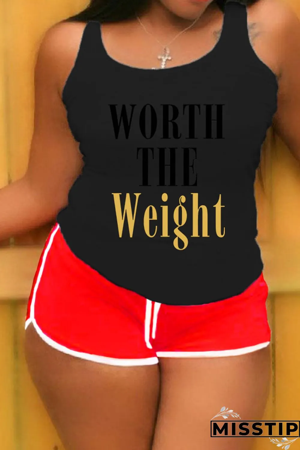 Grey Plus Size Casual Letter Print Patchwork U Neck Plus Size Two Pieces