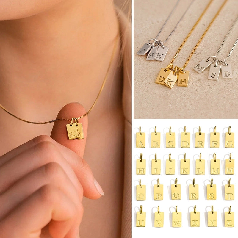 1 Piece 6 * 10mm 304 Stainless Steel Letter Pendant Jewelry Accessories