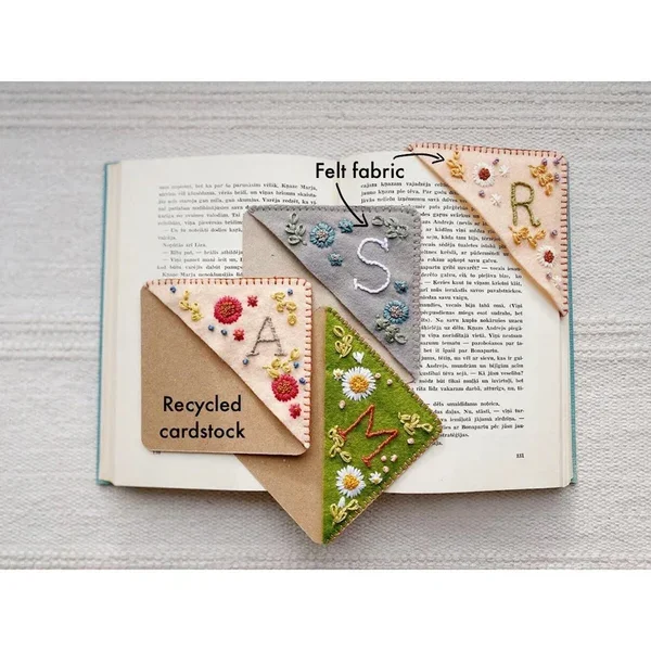 Personalized Hand Embroidered Corner Bookmark