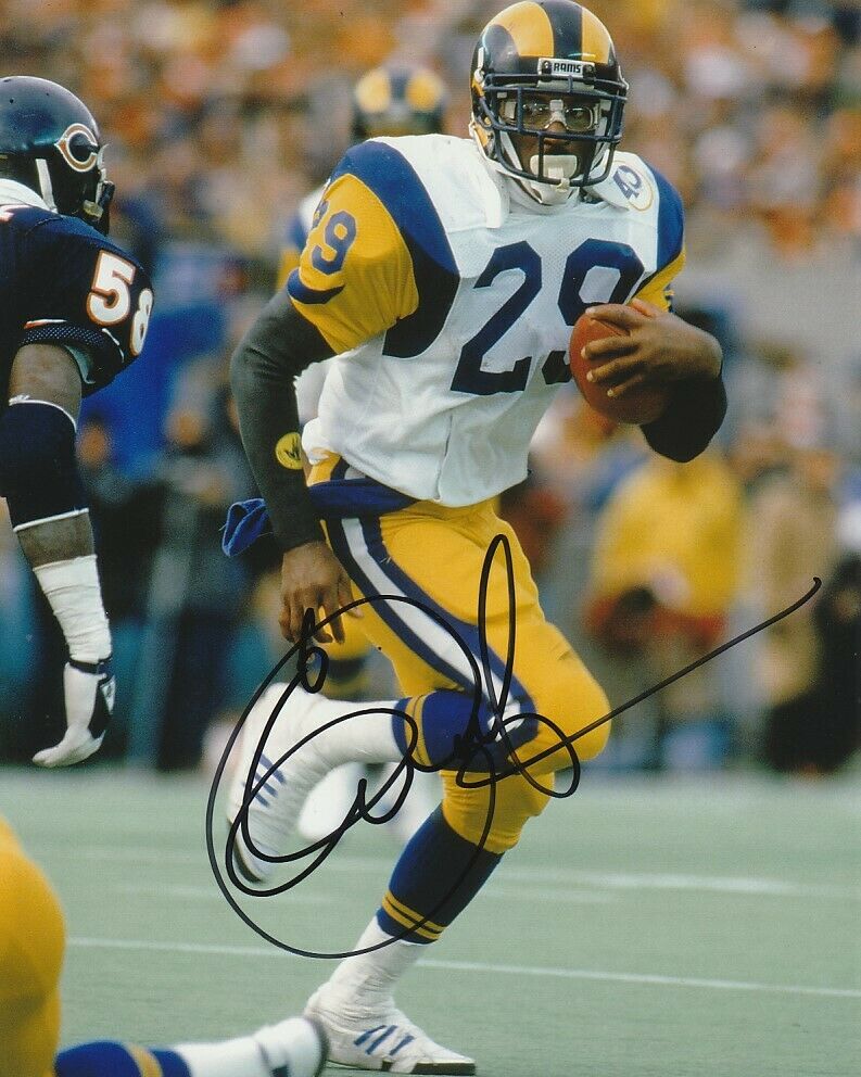 ERIC DICKERSON SIGNED LA RAMS FOOTBALL 8x10 Photo Poster painting! NFL HALL OF FAME EXACT PROOF!