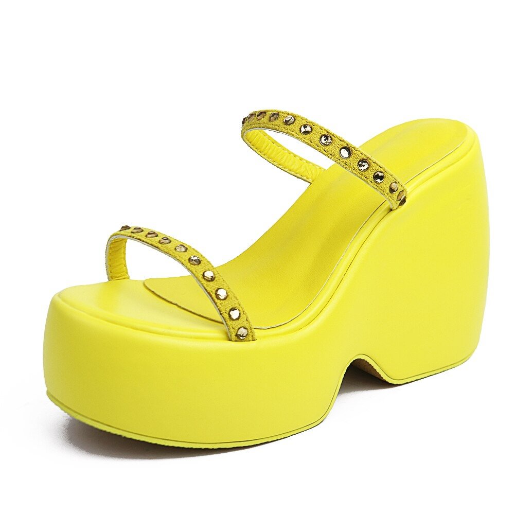 Yyvonne Big Size 43 High Wedges Thick Platform Shoes Women's Slippers Summer Brand Trendy Elegant Shoes Comfy Casual Sandals
