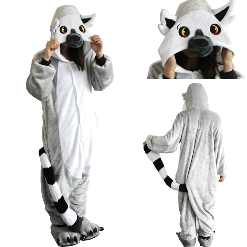 Big Tail Lemur Onesies Hoodie Pajamas Animal Kigurumi Pajamas-Pajamasbuy
