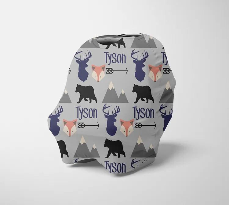 Personalized Woodland Baby Car Seat Canopy| Canopyl112