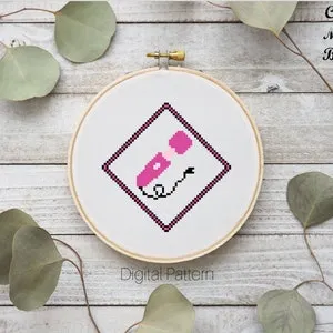 Vibrator Cross Stitch Pattern, Digital Item, Modern, Cross Stitch, Pattern, Download, Pink, Vibrator, Sex Toy, Self Care, Masturbate, Wand Vibrator Cross Stitch Pattern, Digital Item, Modern, Cross Stitch, Pattern, Download, Pink, Vibrator, Sex Toy, Self Care, Masturbate, Wand