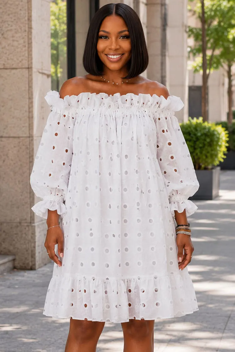 Xpluswear Design Plus Size Vacation Black Off The Shoulder Puff