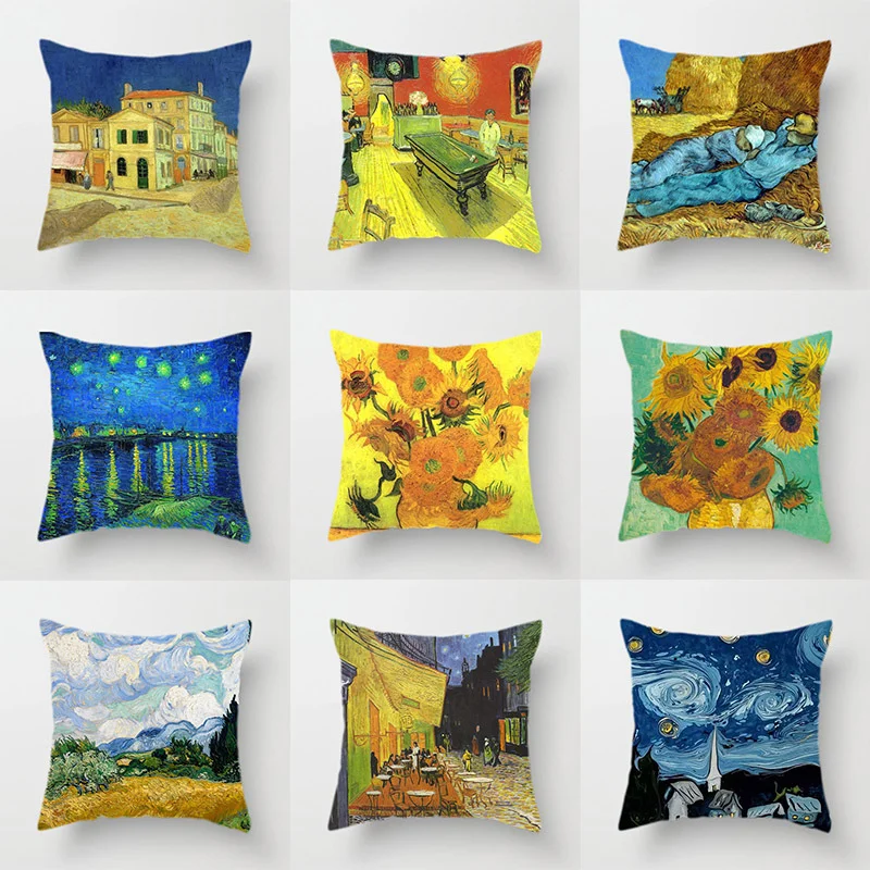 Van Gogh oil painting pillowcases sofa household decoration