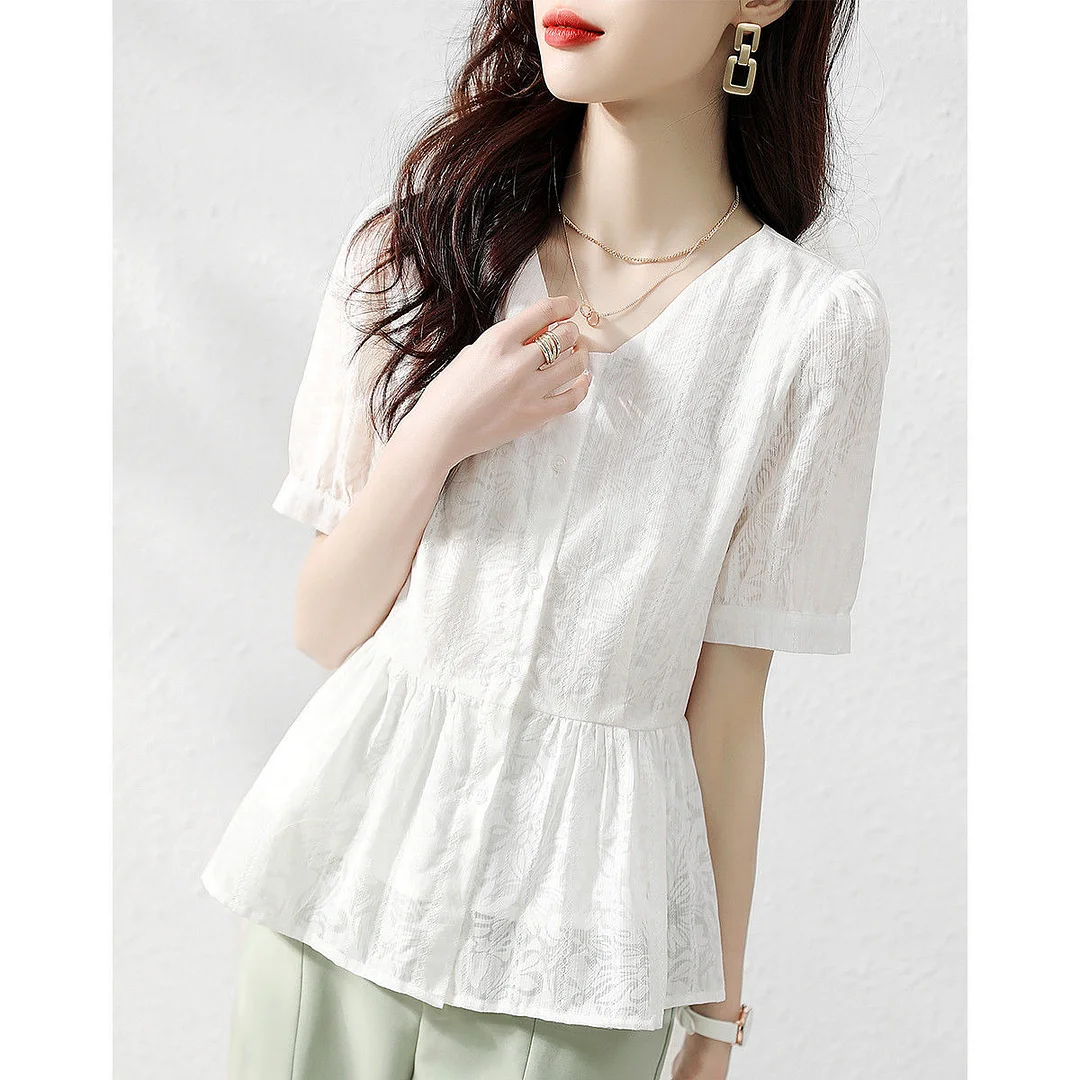 Athvotar Athvotar Doll-Shirt Temperament Commuting Style Exquisite And Intellectual 2025 Summer Commuting Fashion Casual Loose Korean Version Of Shirt