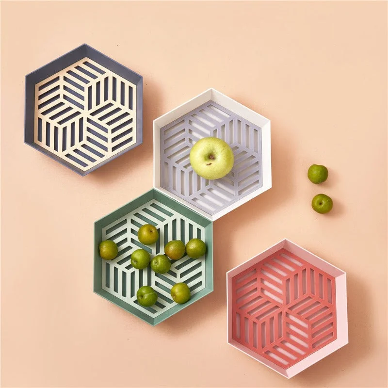 Creative drainage basket double fruit plate washing basket - vzzhome