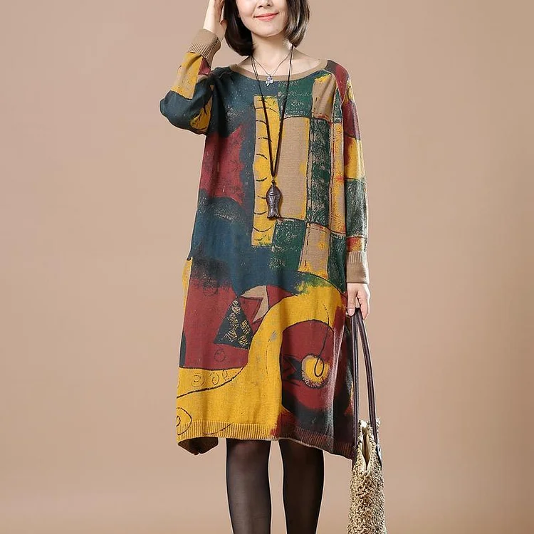 Yellow cute floral spring dresses long sleeve