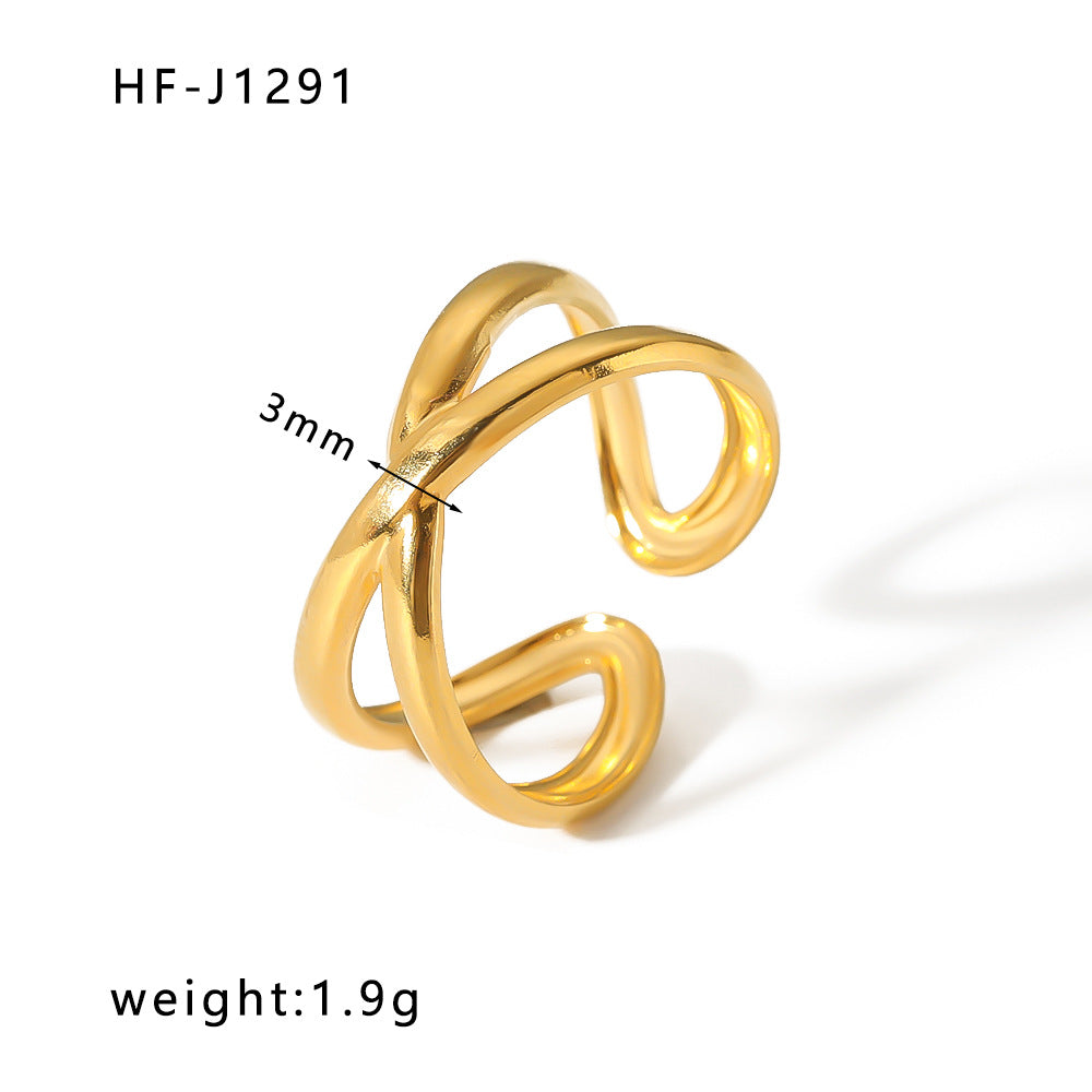 Women IG Style Circle Round Geometric Stainless Steel Electroplating Rings