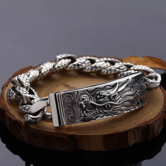 925 Silver retro character dragon bracelet