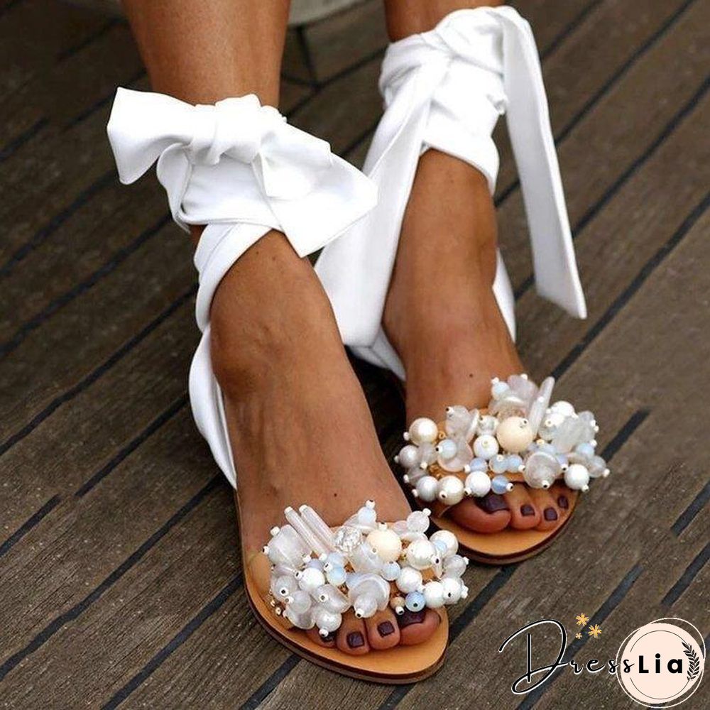 Summer Elegant Women Bead Sandal