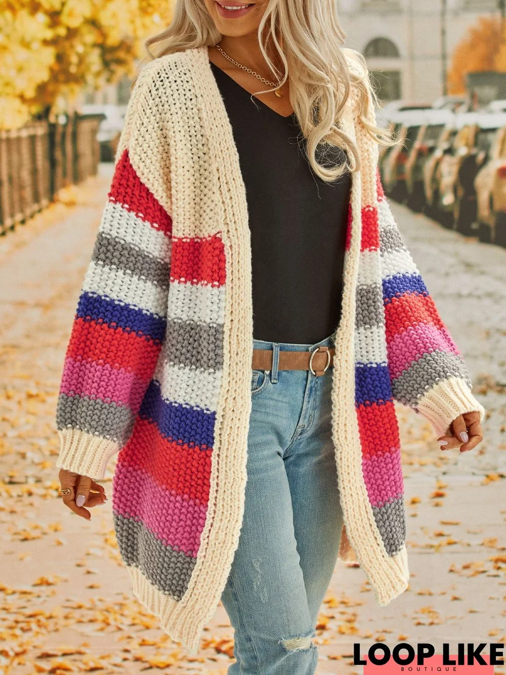 Color Block Stripe  Wool/Knitting Sweater