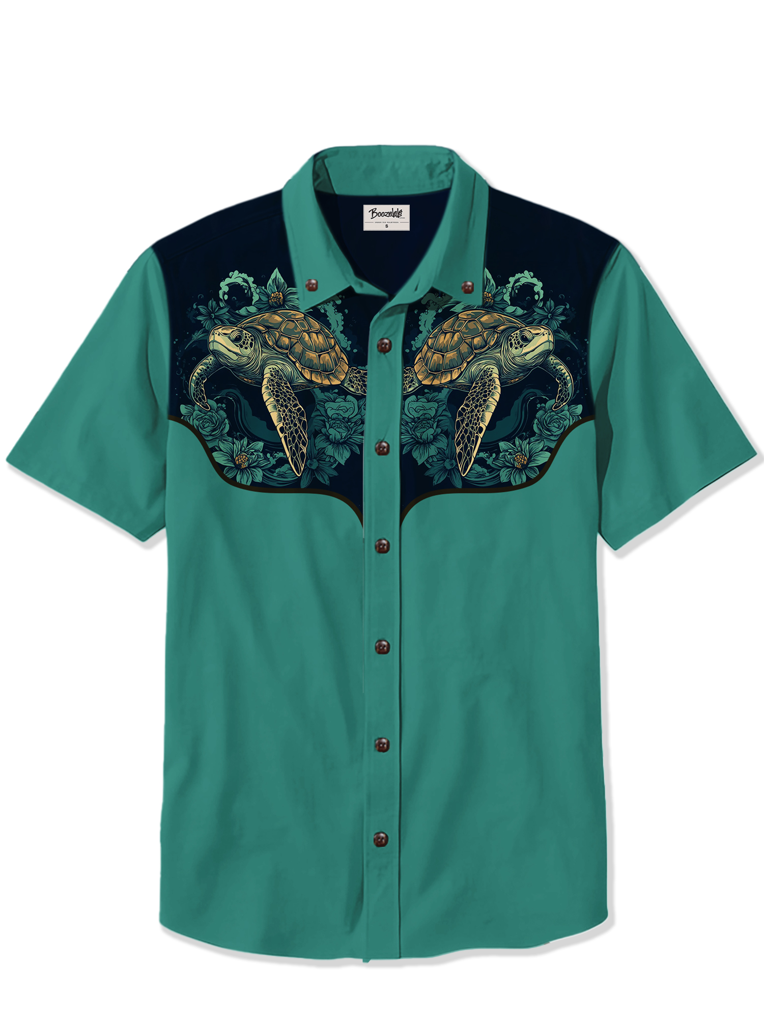 Turtle And Flower - 100% Cotton Shirt