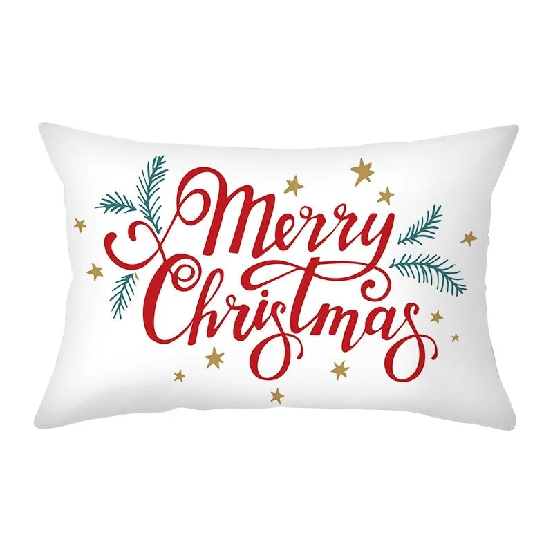 2021 Christmas Pillow Cover Decor Pillow Rectangle Polyester Cushion Cover 30x50 cm Cartoon Snowman Letter Printed Pillowcases
