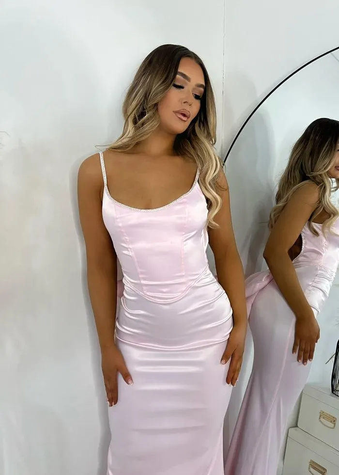 Pink Prom Dress Sleeveless Formal Party Evening Gown