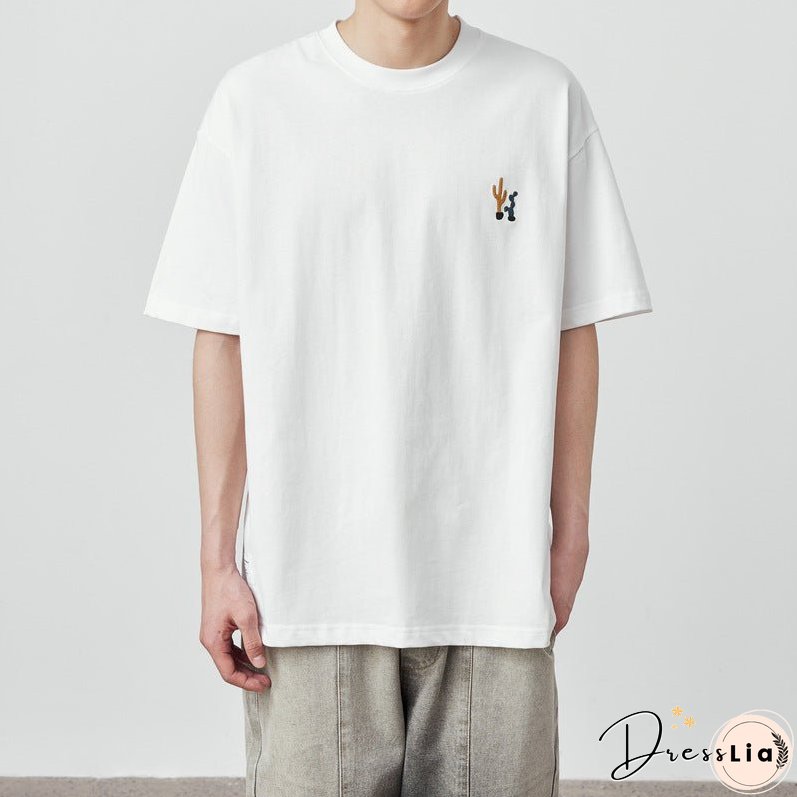 Fashion Cartoon Printed Men's T-shirt 230g Loose