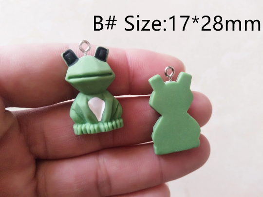 Bulk 10 30 Cartoon Frog Resin Charms,Animal Pet Charms Pendant Jewelry,Frog Shape Charm Diy Key chain Earring Bracelet Accessories