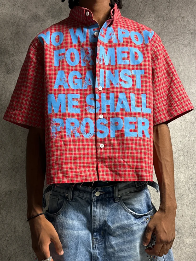 No Weapon Formed' Plaid Button Shirt